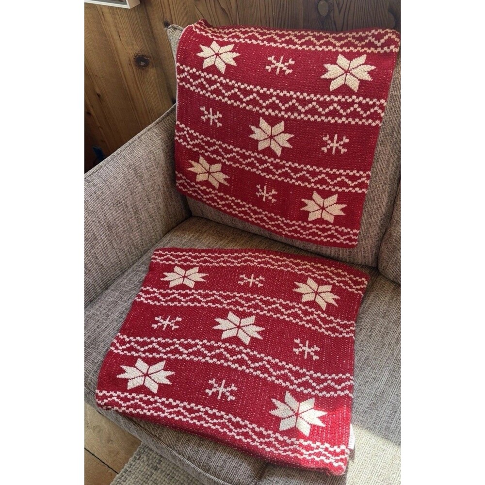 Storehouse Knit Christmas Throw Pillow Cover 20x20" Red/White Set Of 2 Zipper
